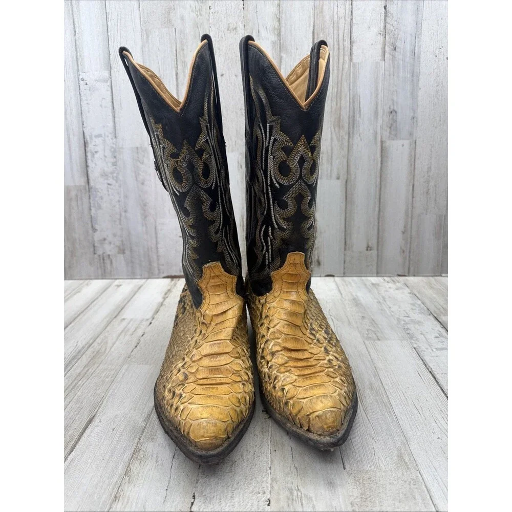 Los Altos Buttercup Python J-Toe Mens 7 EE Handmade Leather Exotic Cowboy Boots